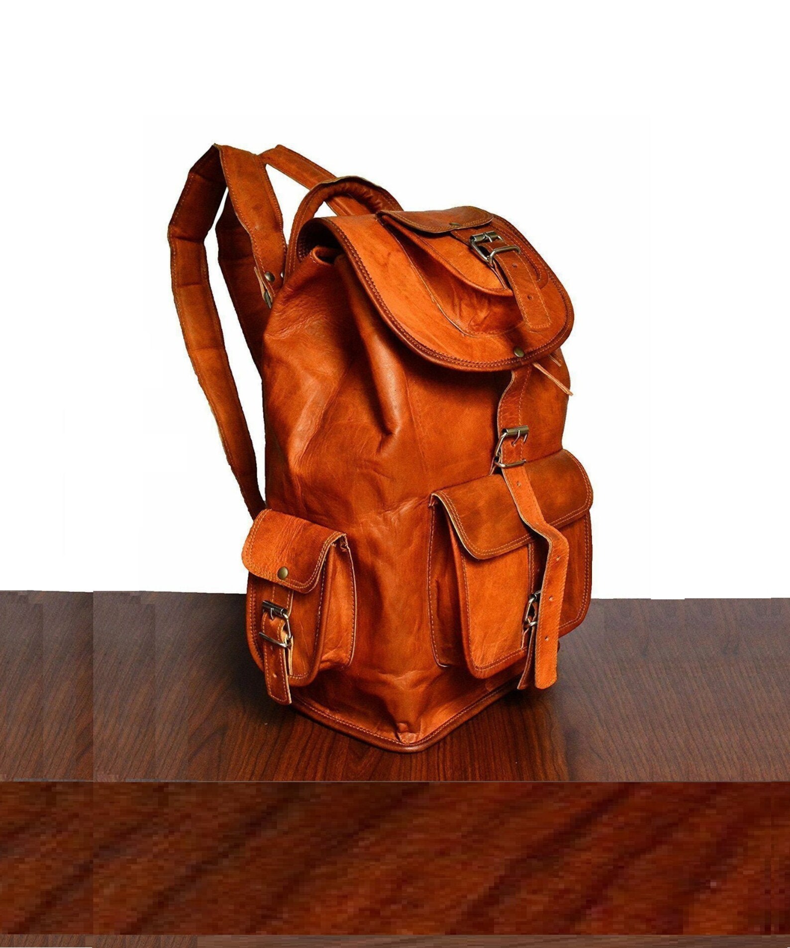 Vintage Brown Leather Backpack Men Brown Leather Satchel Etsy