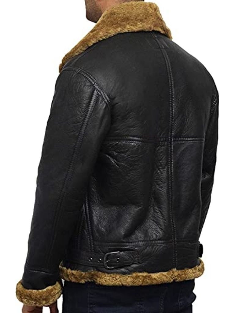 Men Pilot Aviator B3 Leather Jacket 