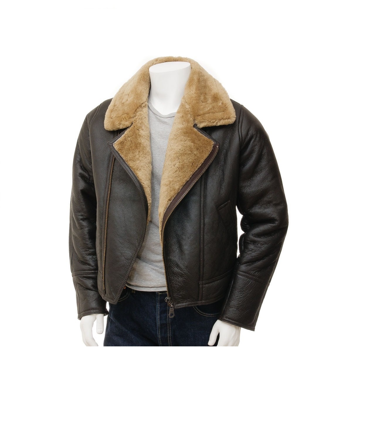 Men Vintage Brown Leather Jacket 
