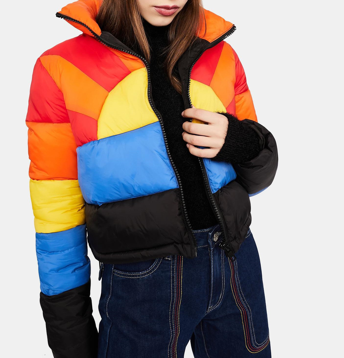 Women Multicolour Colourblock Bomber Jacket