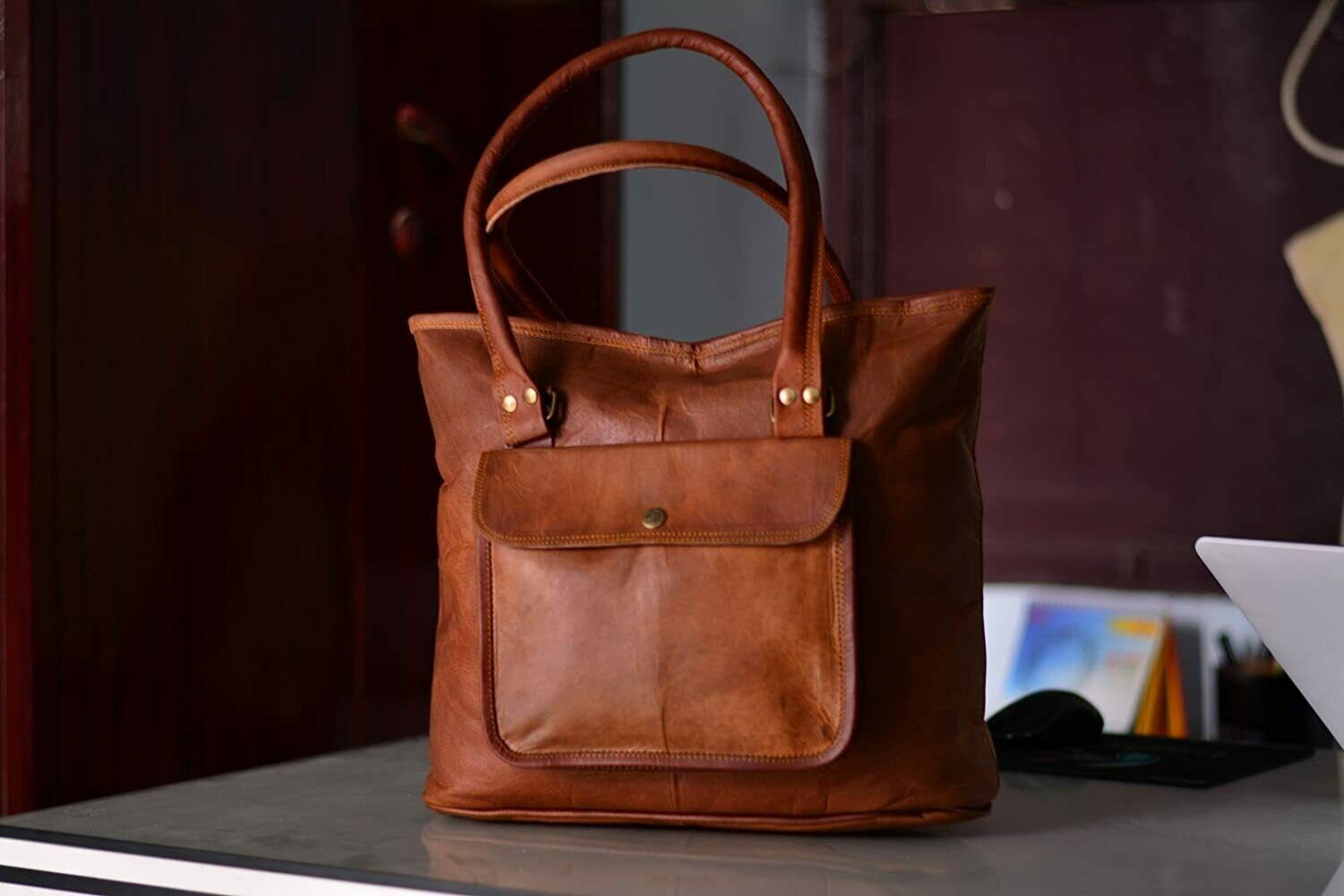 Vintage Leather Tote Bag Handmade Leather Women Shoulder | Etsy