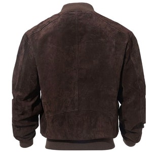Men's Handmade Suede Leather Jacket Vintage Classic Bomber Jacket Dark ...