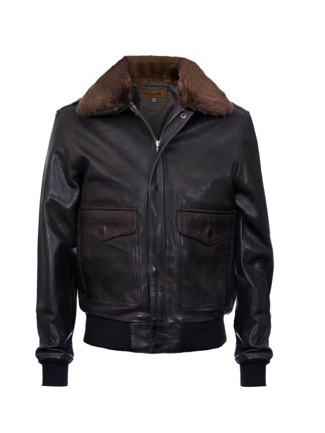 Mens Vintage Leather Jacket Bomber Aviator Fur Genuine Leather - Etsy