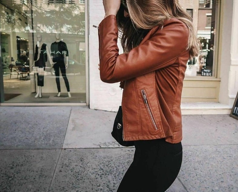 Slim Fit Leather Jacket for Women's Biker Real Leather - Etsy