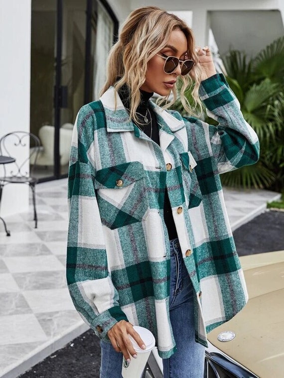 Women Fleece Jacket 70s Vintage Flannel Shirt Women Plaid - Etsy