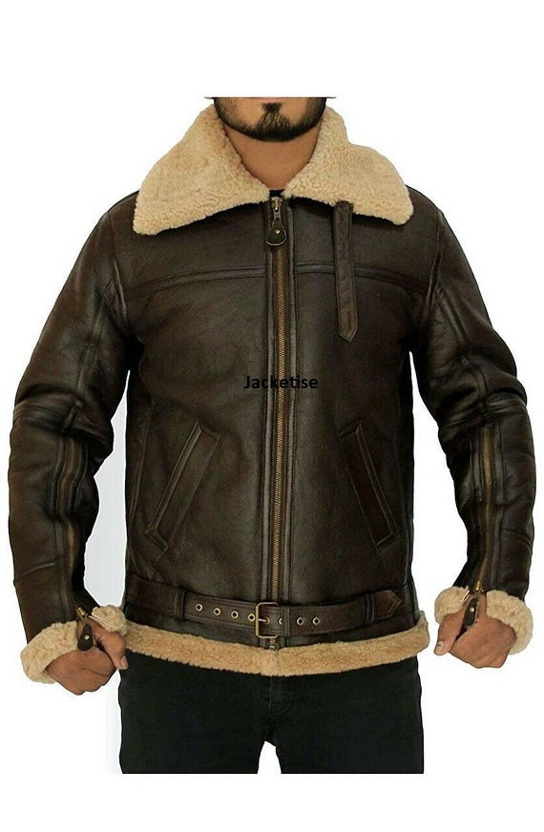 Men's Sheepskin Winter RAF Real Flight Pilot Aviator - Etsy