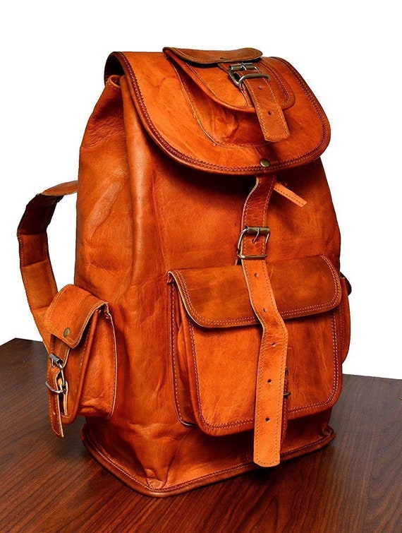 Vintage Brown Leather Backpack Men Brown Leather Satchel Etsy Australia