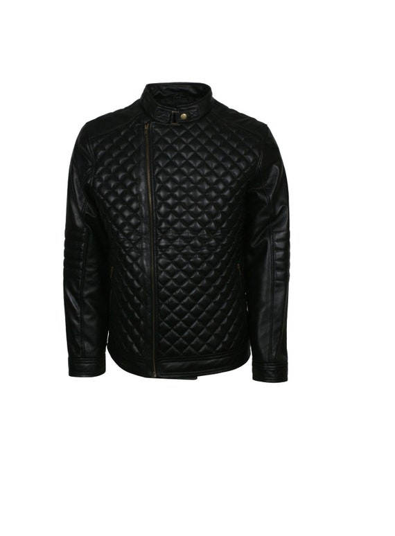Mens padded leather clearance jacket