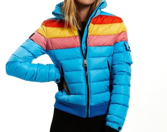 70s Women Jacket, Women's Rainbow Jacket 70s Vintage ski Jacket - Women Rare Bomber Jacket