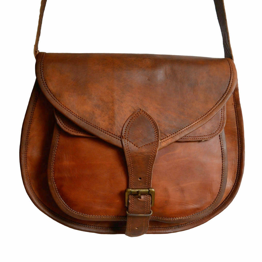70s Women Leather Messenger Bag Vintage Boho Cross Body Bag Etsy