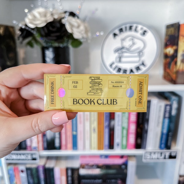 Book Club Admission Ticket Vinyl Sticker | Reading Club | Water Bottle Sticker | Laptop Sticker | Waterproof Decal | Bookish |Kindle Sticker