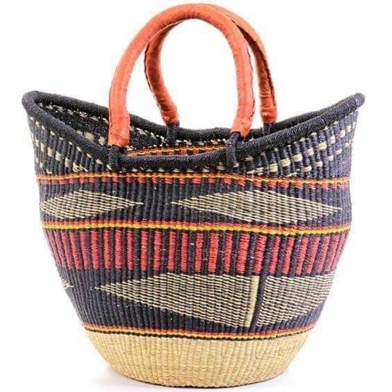 U shopper Bolga basket,Large basket African Market basket, Bolgatanga Baskets,Storage basket, Gift basket, Made in Ghana image 1