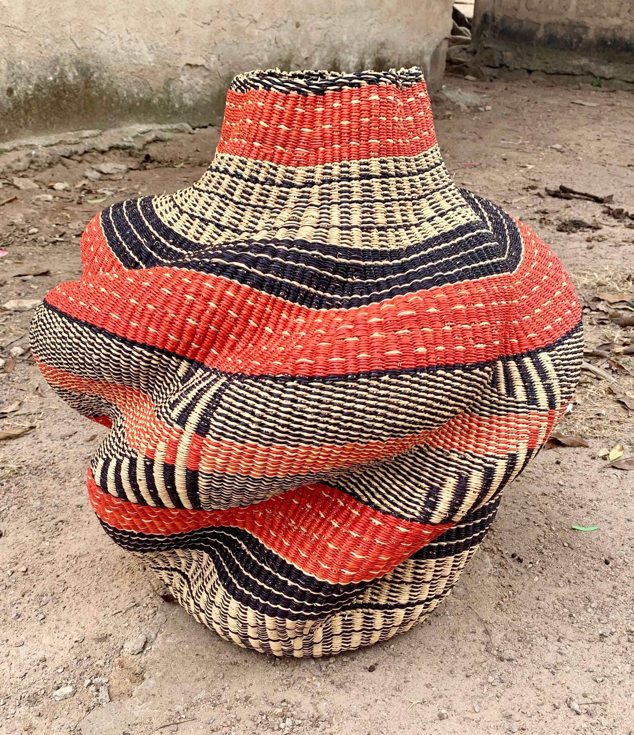 Cesta Bolga, cesta de olla Basabasa, cesta grande Cesta de mercado africano, Cestas Bolgatanga, Cesta de almacenamiento, Cesta de regalo, Hecho en Ghana