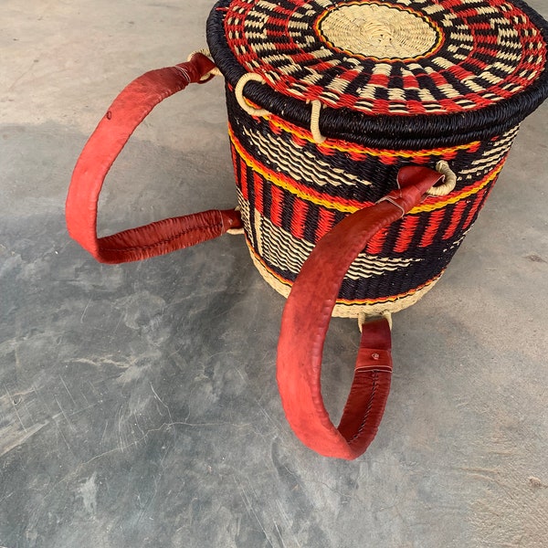 Backpack bolga shopping basket,African Market basket, Bolgatanga Baskets,Storage basket, Gift basket, Made in Ghana