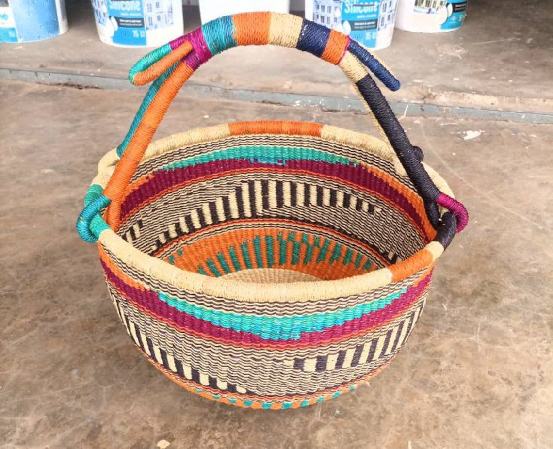 Bolga Basketlarge Basket African Market Basket Bolgatanga Etsy
