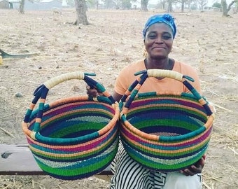 Cesta Bolga, cesta del mercado africano, cestas Bolgatanga, cesta de almacenamiento, cesta de regalo, hecha en Ghana