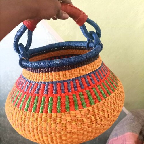 Bolga Basketlarge Basket African Market Basket Bolgatanga Etsy