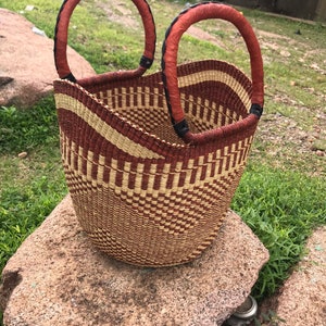 Bolga U_Shopper、アフリカンマーケットバスケット、ボルガタンガバスケット、収納バスケット、ギフトバスケット、ガーナ製