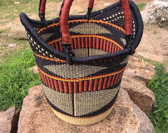 Cesta Bolga del comprador U, cesta del mercado africano, cestas Bolgatanga, cesta de almacenamiento, cesta de regalo, hecha en Ghana