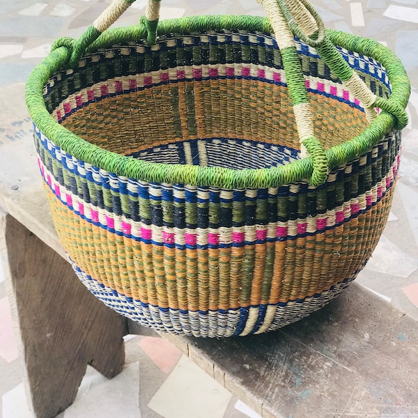 Bolga mand, grote mand Afrikaanse marktmand, Bolgatanga manden, opbergmand, geschenkmand, gemaakt in Ghana