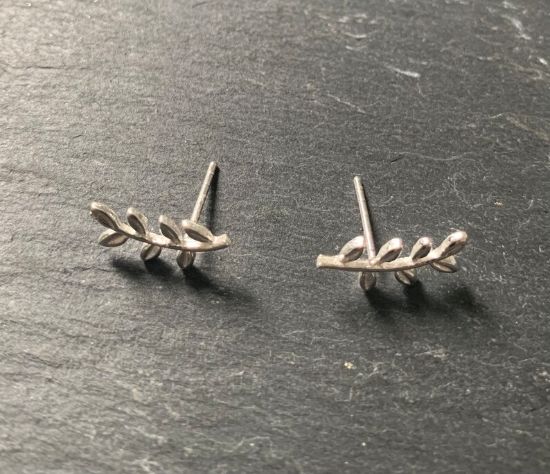 Blätter Ohrstecker, Ear Climber from Sterling Silver, Stud Earrings, Ear climber, minimalist Pair or Single image 2