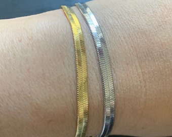 Armband Gold oder Silber - Armband Schlangenkette - Minimalist Silberarmband - 925 Sterling Silber - Layering - SHUSHUschmuck