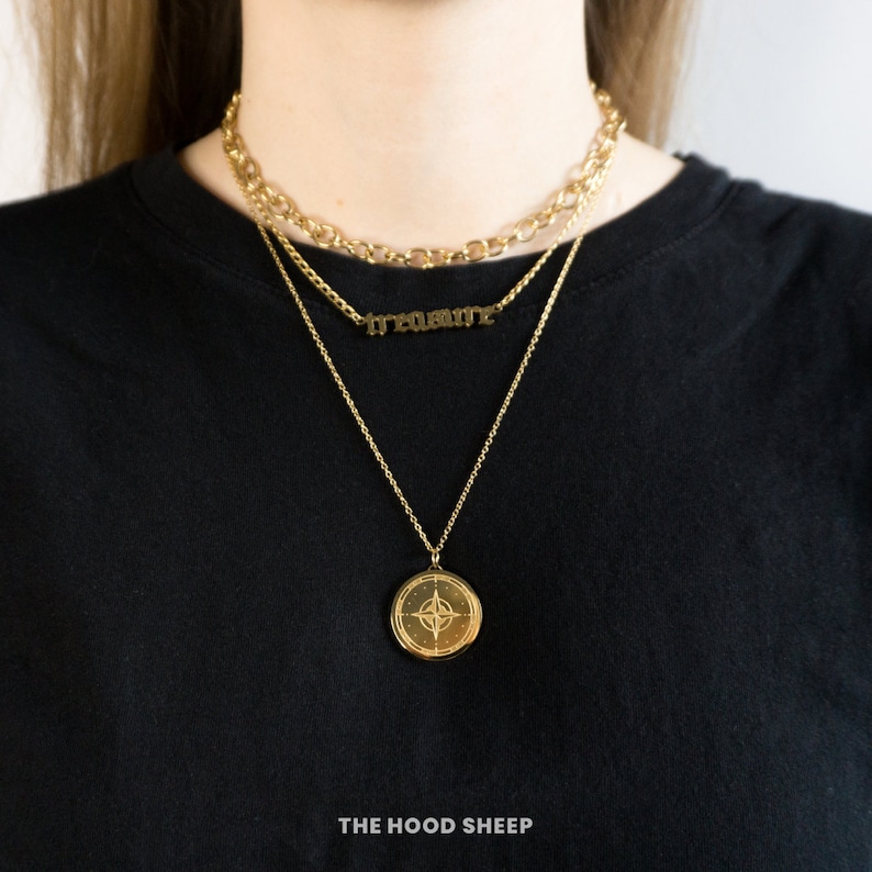 ATEEZ 'Treasure' kpop necklaces, letter or compass necklace 