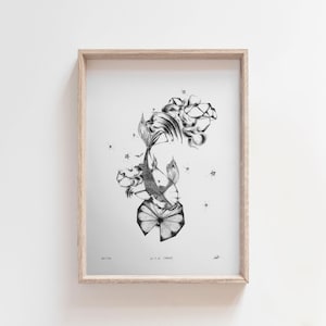Let it Go -  Koi | Fish | Nature | Origami | Ink Illustration | Wall Art | Giclee Print