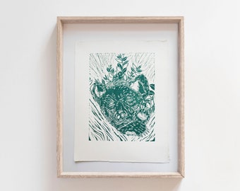 In Your Slumber Artwork - Bear | Animals | Nature | Lino Print | Wall Art