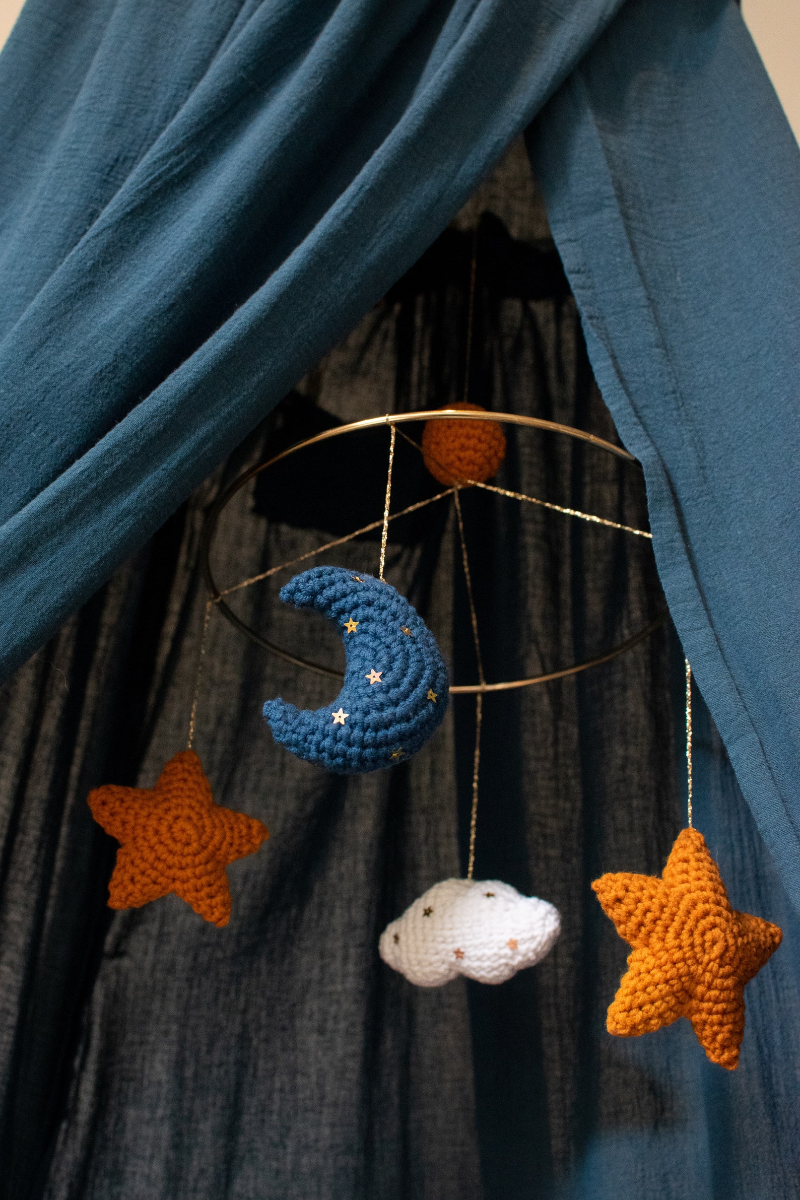 Crochet moon and stars baby mobile pattern crochet mobile Etsy