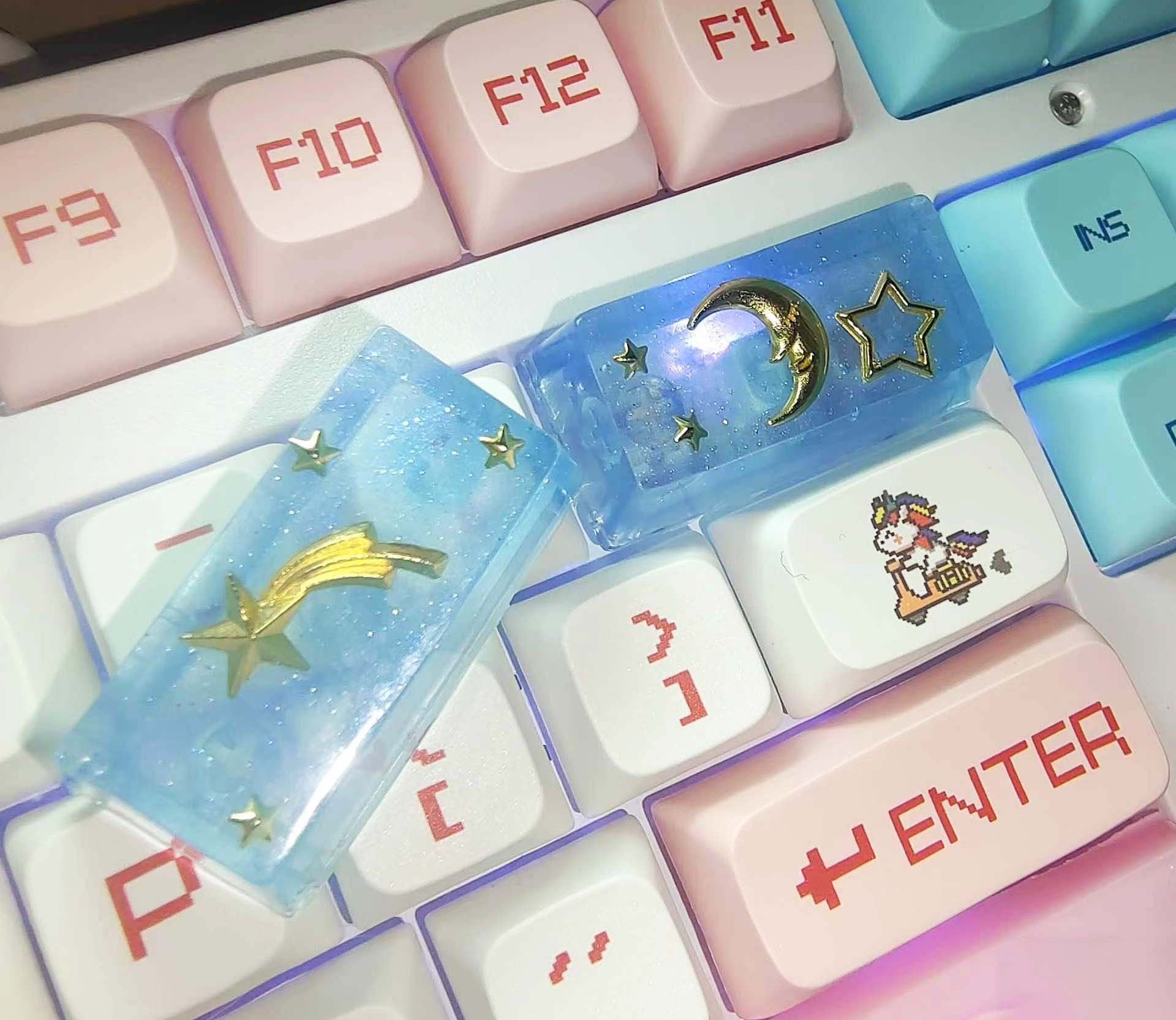 Cute Space Keycap,moon Star Keycaps,custom Keycap,resin Keycaps,artisan ...
