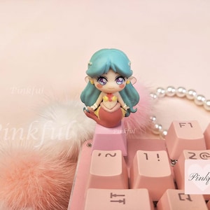 Copritasti anime, copritasti carini, copritasti personalizzati, copritasti kawaii, per tastiera meccanica, decorazione per computer fata sirena rosa, regalo personalizzato per ragazza