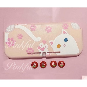 Nintendo Switch lite Case Cute Pink Cats,Penguin Nintendo Switch Oled Case,Cute Seals Cartoon Switch Shell Cover,Strawberry Thumb grips