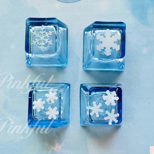 Cute Snowflake Keycap,Shine Through Keycaps,Blue Clear Custom Keycap,Resin Keycaps,Artisan Keycap,Keycap set,Esc Keycap,Christmas Gifts