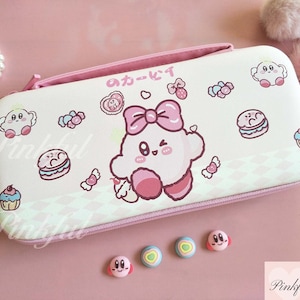 Cute Nintendo Switch Carrying Case,Cartoon Nintendo Oled Switch Case,Switch Accessories,Pink Nintendo Switch Travel Case, Thumb Grips