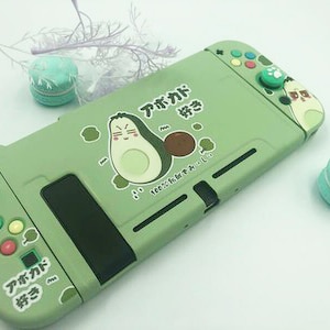 Soft Dockable Nintendo Switch Case, Beschermhoes voor Nintendo Switch, Cute Avocado Versierde Draagtak, Volledige Switch Case