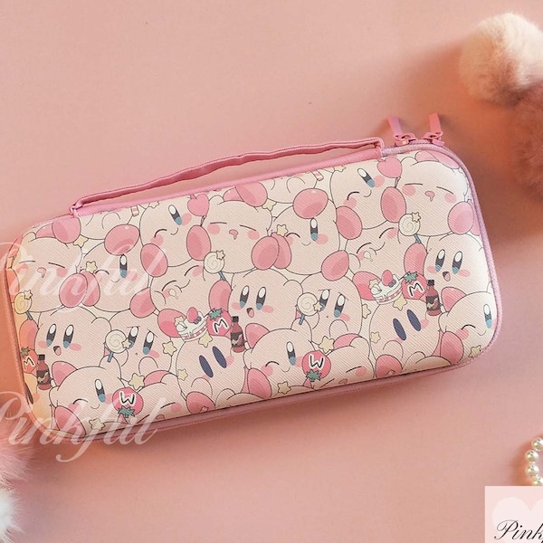 Nintendo Switch Carrying Case, Cute Kawaii Nintendo Oled Switch Case, Switch 2 Accessories,Pink Nintendo Switch Travel Case,Cute Thumb Grips