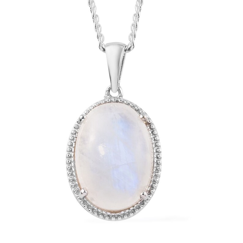 Rainbow Moonstone Necklace Gift For Mom Rainbow Moonstone Pendant Blue Fire Moon Pendant 925 Sterling Silver Pendant Boho Silver Pendant