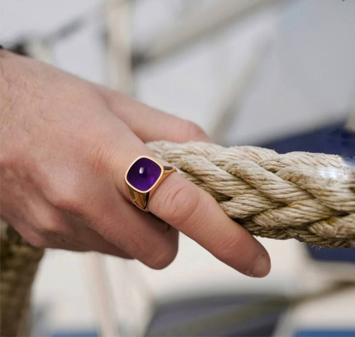 MENS AMETHYST RING Mens Ring 925 Sterling Silver Etsy