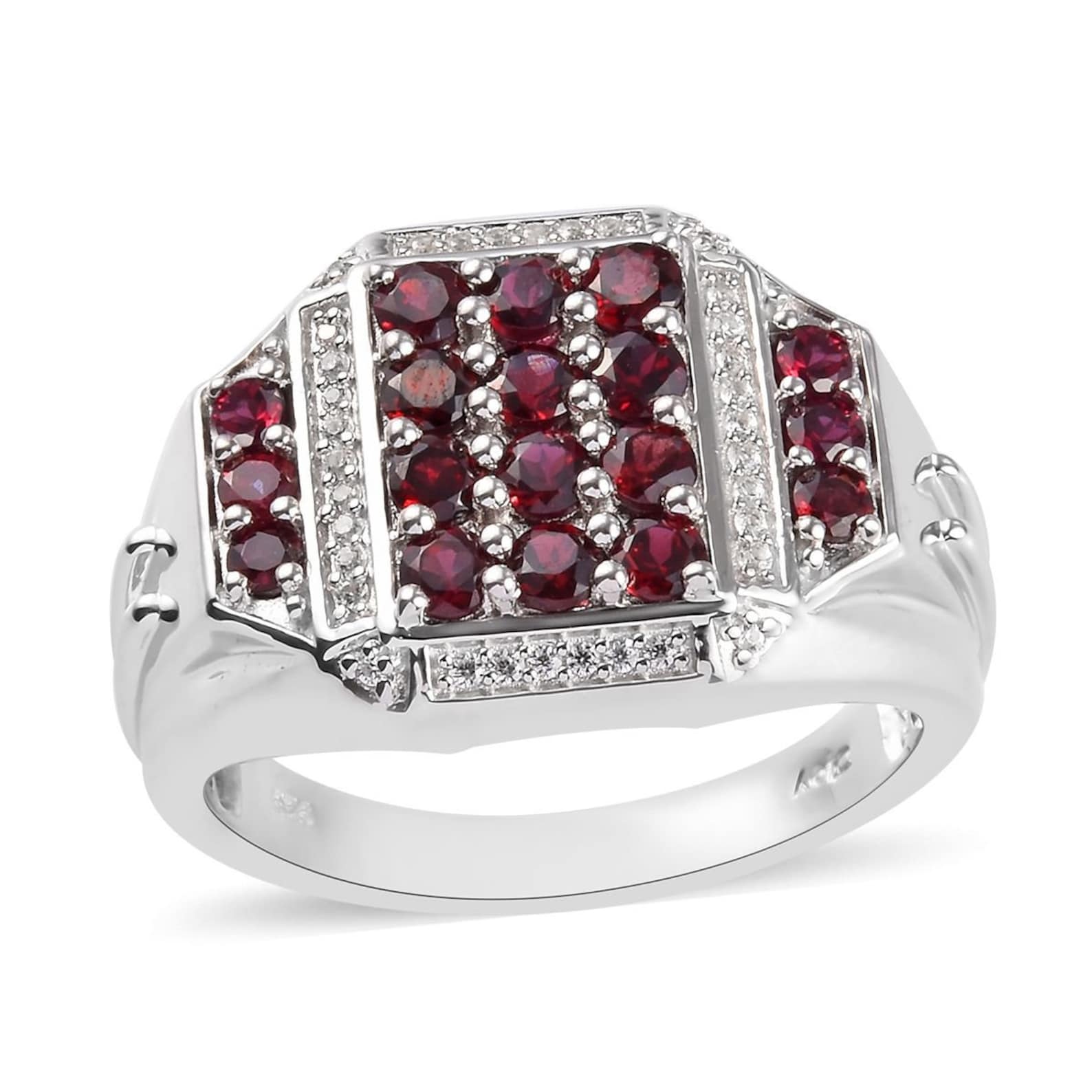 Mens Red Ring Diamond Gemstone Ring Etsy