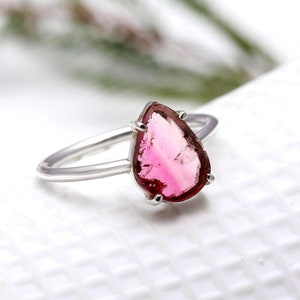 Tourmaline rings, Pink Tourmaline silver ring, Colorful Ring, Handmade rings, 925 sterling silver ring, Minimalist ring, Cute ring for girls