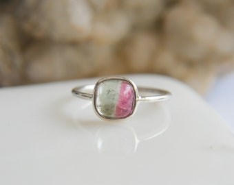 Tourmaline bicolor ring for women 925 sterling silver handmade ring Designer jewelry Multicolor rings Statement rings Natural gemstones