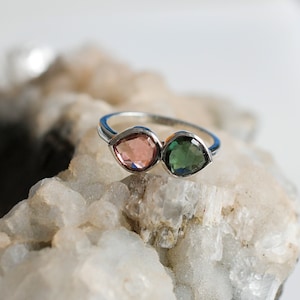 Tourmaline rings, Tourmaline heart shape, Orange tourmaline, Green tourmaline, 925 silver ring, Rings for women, Designer rings, Heart rings