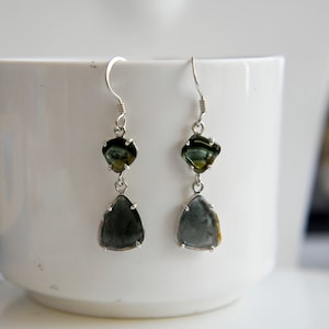 Minimalist earrings for her, 925 sterling silver earrings with Tourmaline, Tourmaline earrings, Handmade jewelry, Gift for her, Dangles