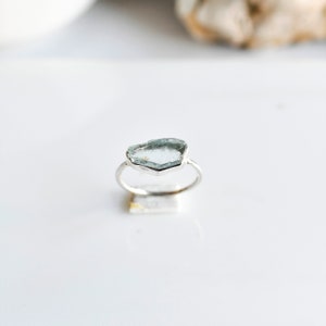 Aquamarine rings, Aquamarine rough stone ring, Clean Aquamarine rough, Aquamarine silver ring, 925 silver ring, Handmade rings, Christmas image 2