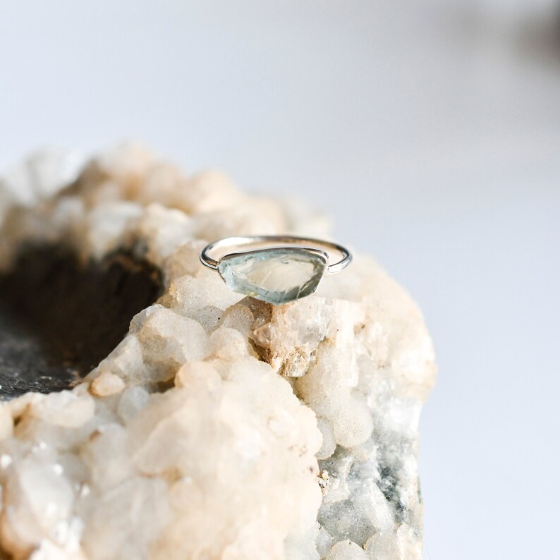 Aquamarine rings, Aquamarine rough stone ring, Clean Aquamarine rough, Aquamarine silver ring, 925 silver ring, Handmade rings, Christmas image 3