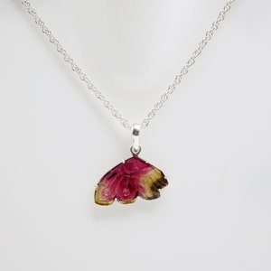 Tourmaline pendant necklace, Carved Tourmaline Pendant, Pendant for her, Unisex Pendant, 925 sterling silver pendants, Bicolor Tourmaline