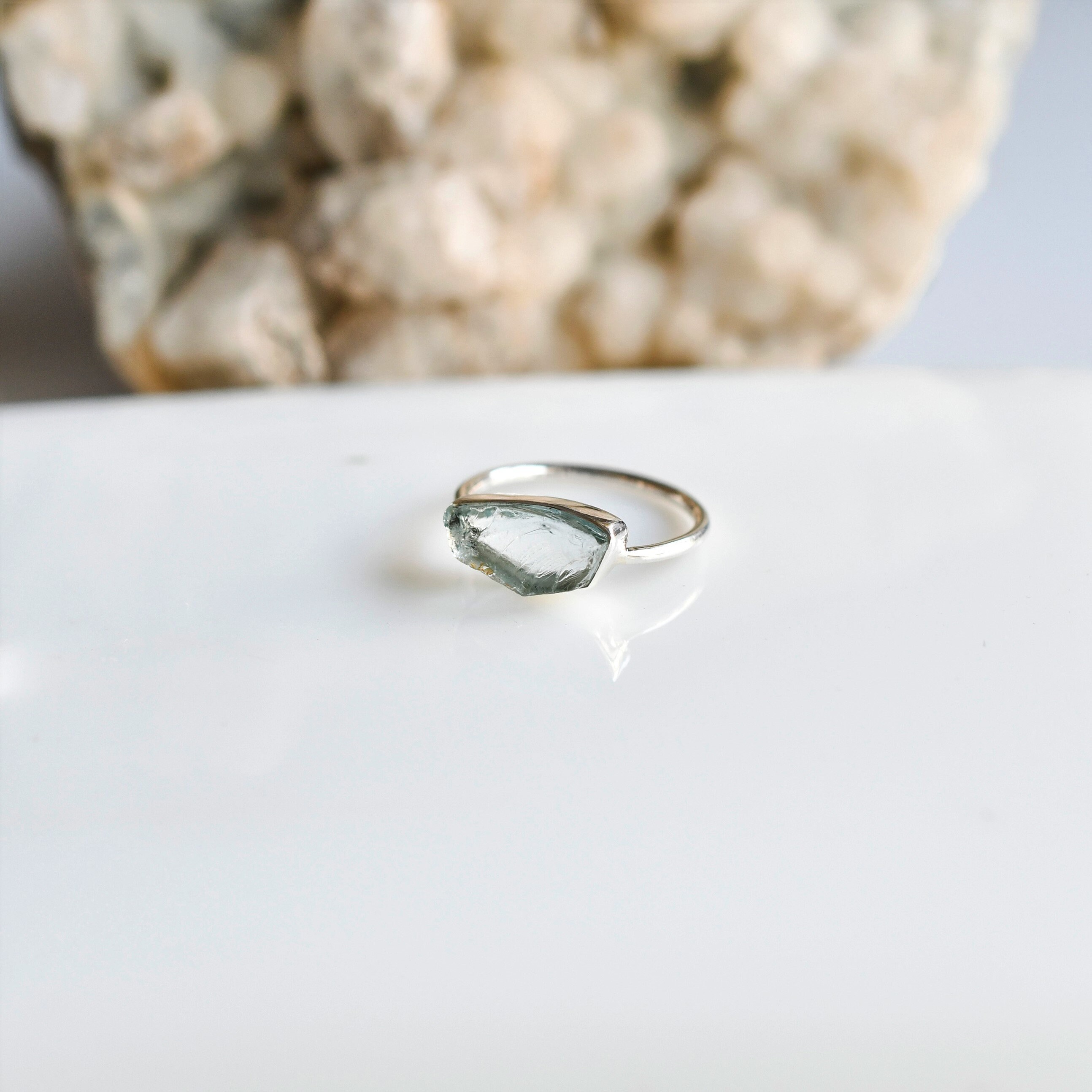 Aquamarine Rings Aquamarine Rough Stone Ring Clean Etsy