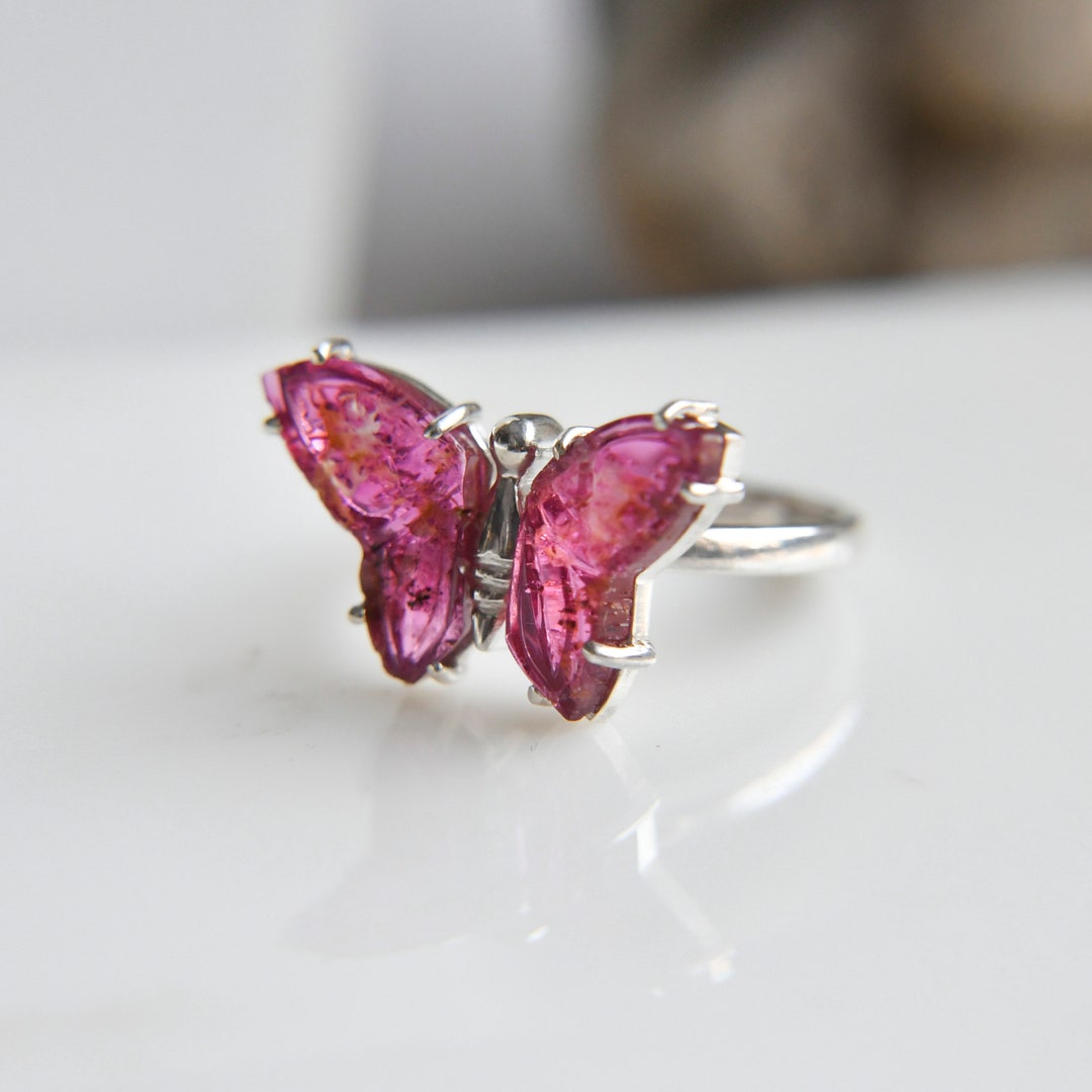 Pink Flying Rings Pink Butterfly Ring, Pink Tourmaline Butterfly, Tourmaline Butterfly ...