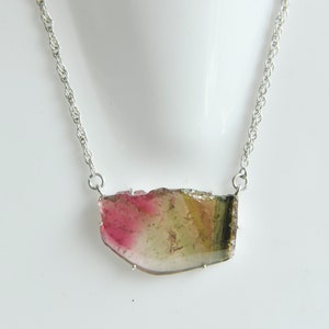 Tourmaline pendant, Watermelon Tourmaline pendant, Bicolor Tourmaline, 925 sterling silver, Tourmaline watermelon slice, Handmade pendant